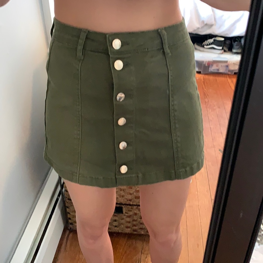 Green button up skirt